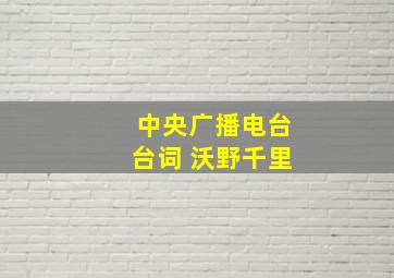 中央广播电台台词 沃野千里